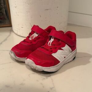 New Balance Kids Red and White Sneakers